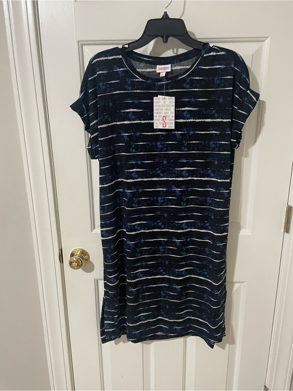 LuLaRoe Navy Blue and White Striped Dress Chelsea lularoe small